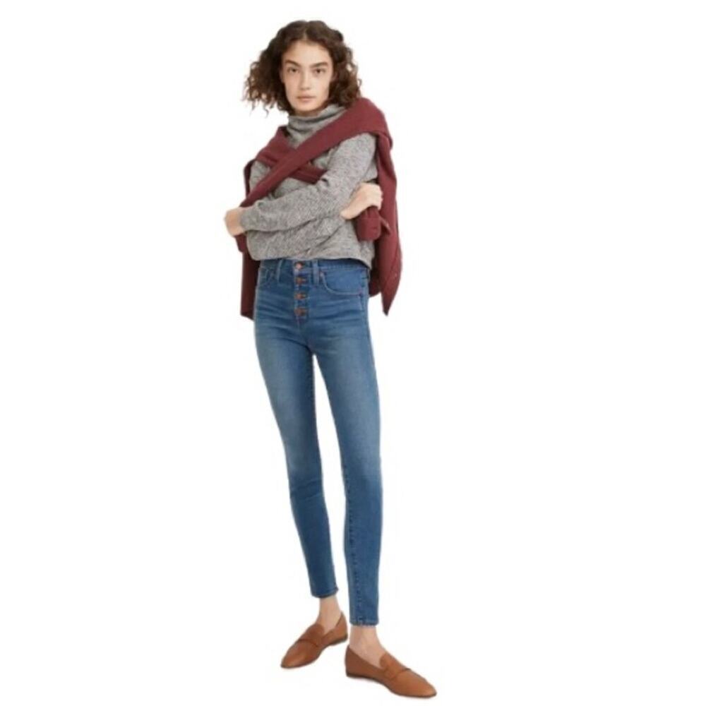 MADEWELL 10" High-Rise Skinny Jeans Wash: Button-Front TENCEL™ Denim Edition